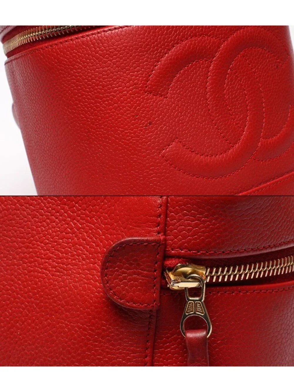 Chanel Vanity Pouch Gold Caviar Leather